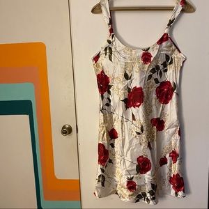 Red Rose/Gold pattern Polyester Silk Dress